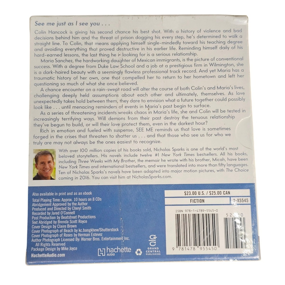 Nicholas‎ Sparks See Me Audiobook CD 8-Disc Set New Sealed 9781478955450 Fiction - Picture 2 of 3